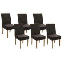 Kit 6 Cadeiras de Cozinha 2CAD149FR 6 Un Freijó/Linho Grafite Escuro A - Kappesberg