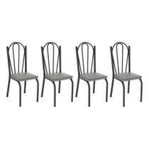 Kit 6 Cadeiras de Cozinha Alabama Estampado Platina Pés de Ferro Preto - Pallazio Kit 6 Cadeiras de Cozinha Alabama Estampado Platina Pés de Ferro Preto - Pallazio