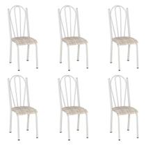 Kit 6 Cadeiras de Cozinha Alasca Estampado Rattan Pés de Ferro Branco - Pallazio