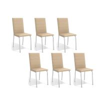 Kit 6 Cadeiras de Cozinha Amsterdã C091 6 Un Cromada/Nude 16 - Kappesberg