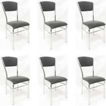 Kit 6 Cadeiras de COZINHA com reforço cromada assento e encosto preto - Poltronas do Sul