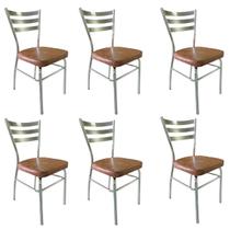 Kit 6 Cadeiras de Cozinha com Reforço Cromada Assento Grosso cor Whisky