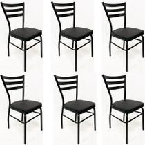 Kit 6 Cadeiras de COZINHA com reforço preta assento grosso preto - Poltronas do Sul