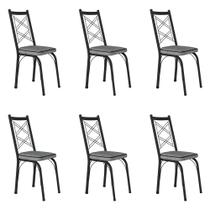 Kit 6 Cadeiras de Cozinha Delaware Estampado Andorinha Pés de Ferro Preto - Pallazio
