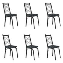 Kit 6 Cadeiras de Cozinha Delaware Estampado Mosaico Silver Pés de Ferro Preto - Pallazio