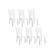 Kit 6 Cadeiras de Cozinha Florença 2C005 Aço 6 Uni Cromada/Branco 106 - Kappesberg