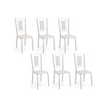 Kit 6 Cadeiras de Cozinha Florença C005 6 Un Cromada/Branco 106 - Kappesberg