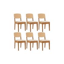Kit 6 Cadeiras de Cozinha Havana Premium 6 Un Naturalle/Suede Creme - Rufato