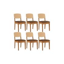Kit 6 Cadeiras de Cozinha Havana Premium 6 Un Naturalle/Suede Marrom - Rufato