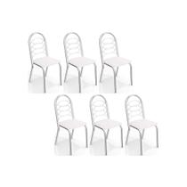 Kit 6 Cadeiras de Cozinha Holanda C009 6 Un Cromada/Branco 106 - Kappesberg