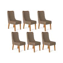 Kit 6 Cadeiras de Cozinha Jade 6 Un Carvalho Nobre/Suede Pecan - DJ Móveis Kit 6 Cadeiras de Cozinha Jade 6 Un Carvalho Nobre/Suede Pecan - DJ Móveis