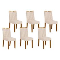 Kit 6 Cadeiras de Cozinha Julia 6 un Cedro/Linho Neve - DJ Móveis Kit 6 Cadeiras de Cozinha Julia 6 un Cedro/Linho Neve - DJ Móveis