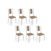 Kit 6 Cadeiras de Cozinha Lisboa C076 6 Un Cromada/Capuccino - Kappesberg