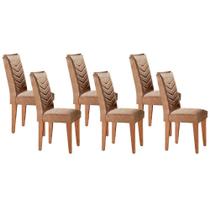 Kit 6 Cadeiras de Cozinha Londrina 6 Un Imbuia/Suede Capuccino - Rufato Kit 6 Cadeiras de Cozinha Londrina 6 Un Imbuia/Suede Capuccino - Rufato