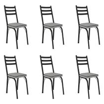 Kit 6 Cadeiras de Cozinha Luisiana Estampado Grafiato Pés de Ferro Preto - Pallazio