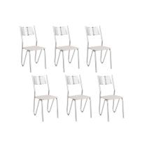 Kit 6 Cadeiras de Cozinha Nápoles 2C045CR Un Cromada/Branco - Kappesberg