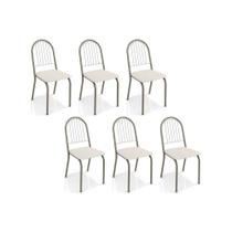 Kit 6 Cadeiras de Cozinha Noruega C077 6 Un Niquel/Branco 106 - Kappesberg