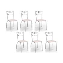 Kit 6 Cadeiras de Cozinha Portugal C007 6 Un Cromada/Branco 106 - Kappesberg