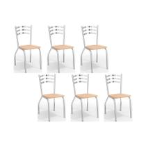 Kit 6 Cadeiras de Cozinha Portugal C007 6 Un Cromada/Nude 16 - Kappesberg