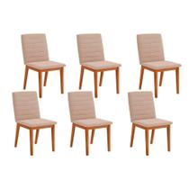Kit 6 Cadeiras de Cozinha Sofia 6 Un Ipe/Suede Creme - DJ Móveis Kit 6 Cadeiras de Cozinha Sofia 6 Un Ipe/Suede Creme - DJ Móveis