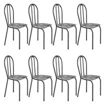 Kit 6 Cadeiras de Cozinha Texas Estampado Pará Pés de Ferro Cromo Preto - Pallazio