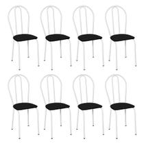 Kit 6 Cadeiras de Cozinha Texas Liso Preto Pés de Ferro Branco - Pallazio