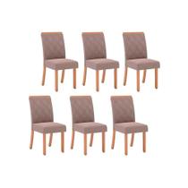 Kit 6 Cadeiras de Cozinha Vita 6 Uni Nature/Suede Light Bege - Henn Kit 6 Cadeiras de Cozinha Vita 6 Uni Nature/Suede Light Bege - Henn