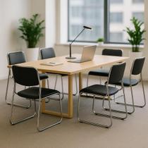 Kit 6 Cadeiras de Escritório Base Fixa Pretas Dakkar Para Cozinha Mesa De Jantar