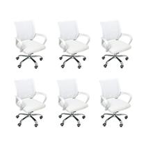 Kit 6 Cadeiras De Escritório Begonia Ergonômico Branco Kit 6 Cadeiras De Escritório Begonia Ergonômico Branco