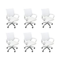 Kit 6 Cadeiras de Escritório Begonia Mesh Ergonômico Branco