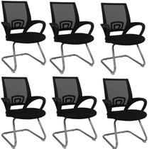 Kit 6 Cadeiras de Escritório Interlocutor Tela Mesh Santiago Kit 6 Cadeiras de Escritório Interlocutor Tela Mesh Santiago