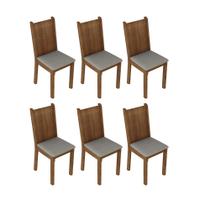 Kit 6 Cadeiras de Jantar 4290 Madesa Rustic/Pérola