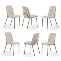 Kit 6 Cadeiras de Jantar Aço e Linho California