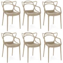 Kit 6 Cadeiras de Jantar Allegra Prática Empilhável - Nude Kit 6 Cadeiras de Jantar Allegra Prática Empilhável - Nude