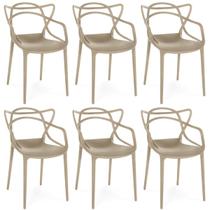 Kit 6 Cadeiras de Jantar Allegra Prática Empilhável - Nude