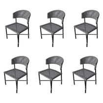 Kit 6 Cadeiras de Jantar Alumínio Preto e Corda Naútica Hortz Area Externa - Grafite