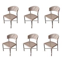 Kit 6 Cadeiras de Jantar Alumínio Rami e Corda Naútica Hortz Area Externa - Champanhe Kit 6 Cadeiras de Jantar Alumínio Rami e Corda Naútica Hortz Area Externa - Champanhe