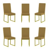 Kit 6 Cadeiras De Jantar Com Base de Ferro Dourado Balaqui