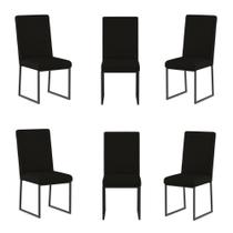 Kit 6 Cadeiras De Jantar Com Base De Ferro Preto Balaqui Preto Kit 6 Cadeiras De Jantar Com Base De Ferro Preto Balaqui Preto
