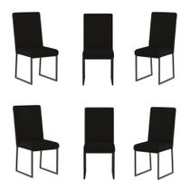 Kit 6 Cadeiras De Jantar Com Base Ferro Preto Luxo Balaqui