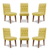 Kit 6 Cadeiras De Jantar Decorativa Gabi Suede Amarelo