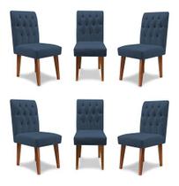 Kit 6 Cadeiras De Jantar Decorativa Gabi Suede Azul Marinho