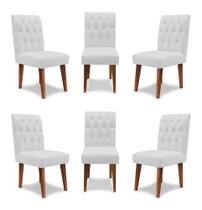 Kit 6 Cadeiras De Jantar Decorativa Gabi Suede Branco