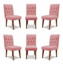 Kit 6 Cadeiras De Jantar Decorativa Gabi Suede Rosa