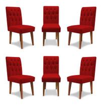 Kit 6 Cadeiras De Jantar Decorativa Gabi Suede Vermelho