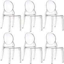 Kit 6 Cadeiras de Jantar Design Ghost Acrílica Transparente