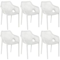 Kit 6 Cadeiras de Jantar Design Suits com Braços Empilhável em Polipropileno - Branco