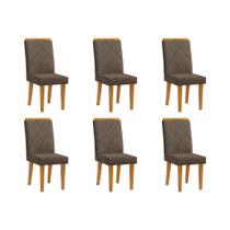 Kit 6 Cadeiras de Jantar Desmontável Pés em Madeira Maciça Diana 45cm X 100cm Suede Marrom