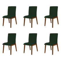 Kit 6 Cadeiras de Jantar Diamante Estofada em Veludo Verde Base Madeira Maciça Imbuia