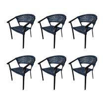 Kit 6 Cadeiras de Jantar em Corda Naútica Azul Base Alumínio Sofia